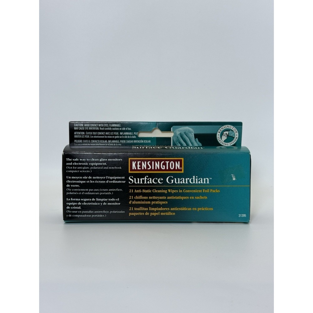 VTG‎ 1999 Kensington Surface Guardian Anti Static Computer Cleaning 18 Wipes Box